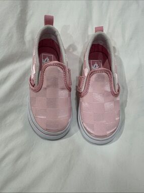 New Vans Kids Pink Slip-On Checkerboard Sneakers